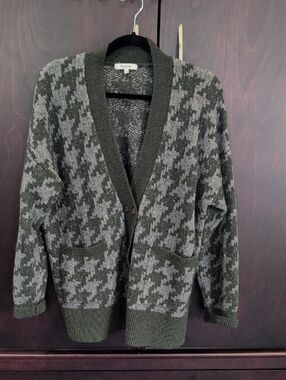 Madewell Green Hounds tooth Cardigan M